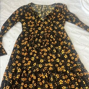 Free People Black and Yellow Bell Sleeve Sundress